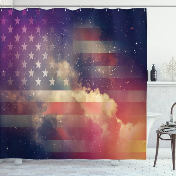 Ambesonne Outer Space Shower Curtain, Cloudy Night USA, 69"Wx70"L, Multicolor