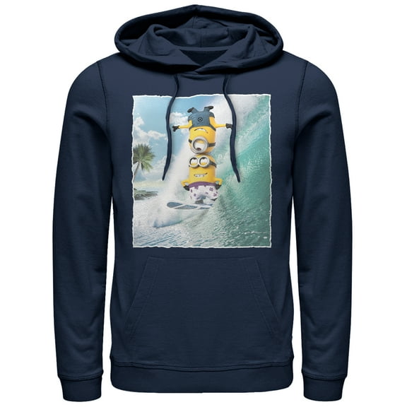 Men's Despicable Me Minion Surf Tricks  Pull Over Hoodie Navy Blue Small