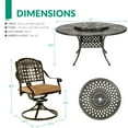 thumbnail image 4 of VIVIJASON 9-Piece Outdoor Furniture Dining Set, Rust-Free Cast Aluminum Patio Conversation Set, Include 8 Swivel Dining Chairs & 61" Round Dining Table with 31" Lazy Susan, Umbrella Hole, Khaki, 4 of 7