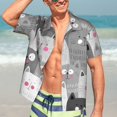 thumbnail image 4 of Uemuo Cats Group Printed Regular Fit Short Sleeve Casual Hawaiian Shirt for Men,Aloha shirt,Tropical shirt,Floral print shirt,Vacation Beach shirt-3X-Large, 4 of 9