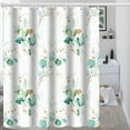 thumbnail image 3 of Dznils Cortina Shower de Tela Blanca Estampado Floral de Eucalipto Verde Acuarela con Ganchos, 72" x 72", 3 of 11