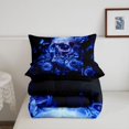 thumbnail image 5 of Homewish Halloween Skull Skeleton Queen Comforter Set,Goth Romantic Rose Comforter Sets Queen,Navy,Black Reversible,3-Piece,1 Comforter and 2 Pillowcases, 5 of 7