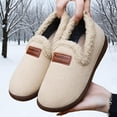thumbnail image 6 of Beige Slip-On Fleece-Lined Flat Shoes For Women Round Toe Comfortable Indoor Outdoor House Shoes Perfect For Relaxing At Home And Quick Outings, 6 of 9