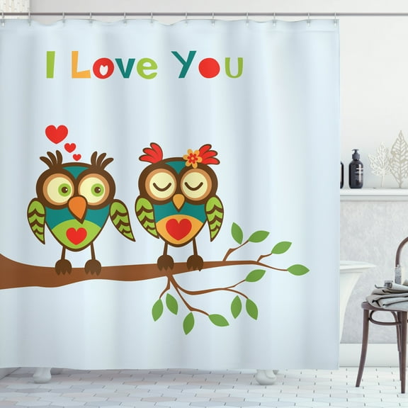 Ambesonne Romantic Shower Curtain, Affection Message, 69"Wx70"L, Multicolor