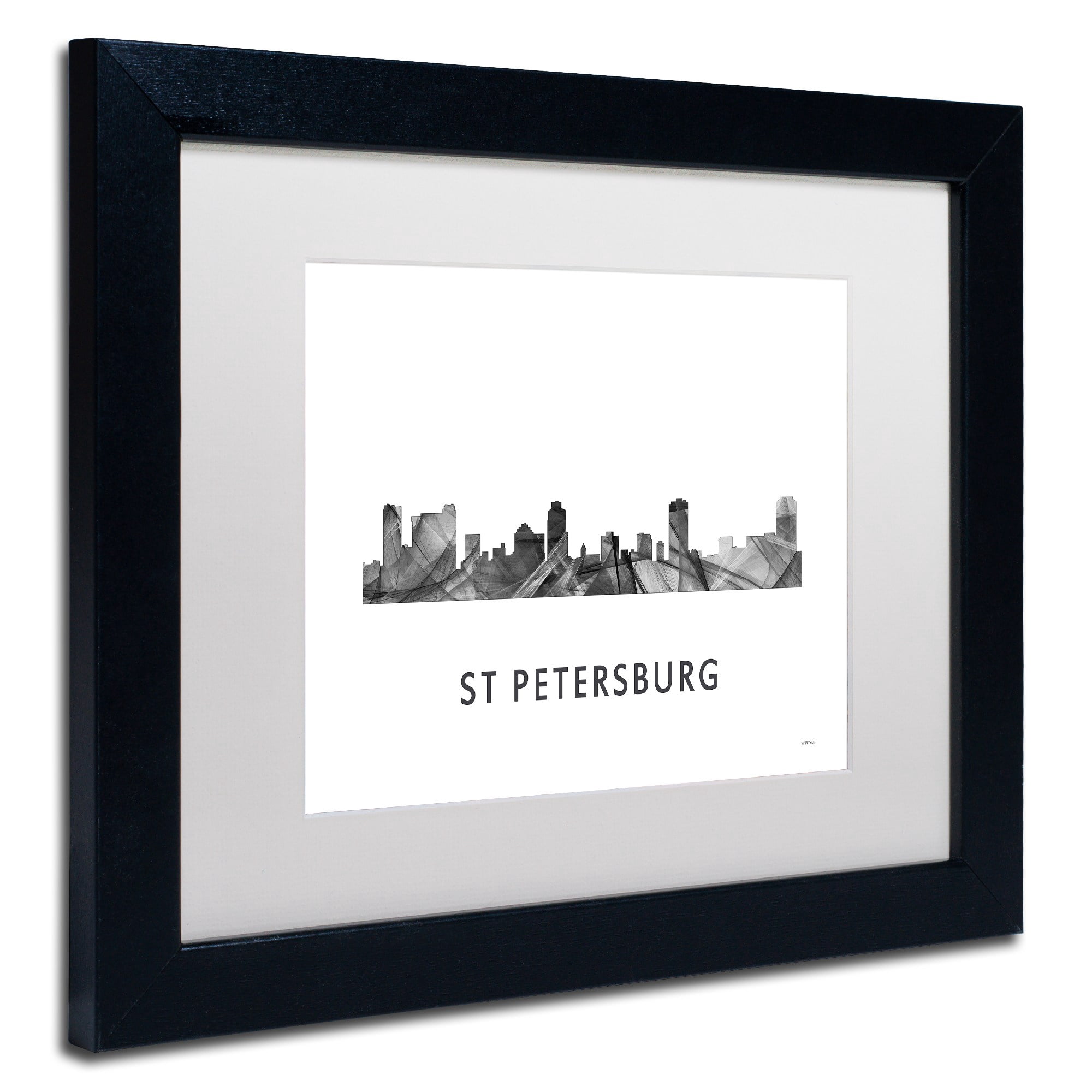 Trademark Fine Art 'St Petersburg FL Skyline WB-BW' Canvas Art by Marlene Watson, White Matte, Black Frame