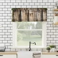 thumbnail image 2 of Rustic Wooden Barn Door Valance Curtain Farmhouse Retro Wood Plank Country Shabby Western Rod Pocket Valance Window Treatments 1 Panel Short Curtains for Kitchen Bedroom 54 x 18 in, 2 of 6