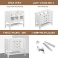 thumbnail image 5 of 36" Bathroom Vanity Base Only, Bathroom Storage Cabinet with Two Cabinets and Drawers, Modern Bathroom Cabinet Base with Open Shelf, Solid Wood Frame, White, 5 of 8