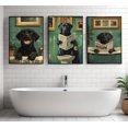 thumbnail image 4 of Funny Bathroom Dog Canvas Wall Art Humor Vintage Black Dog Reading Newspaper on Toilet Animal Painting Pictures Wall Decor Poster Print Artwork for Washroom Restroom Home （Only canvas）, 4 of 6