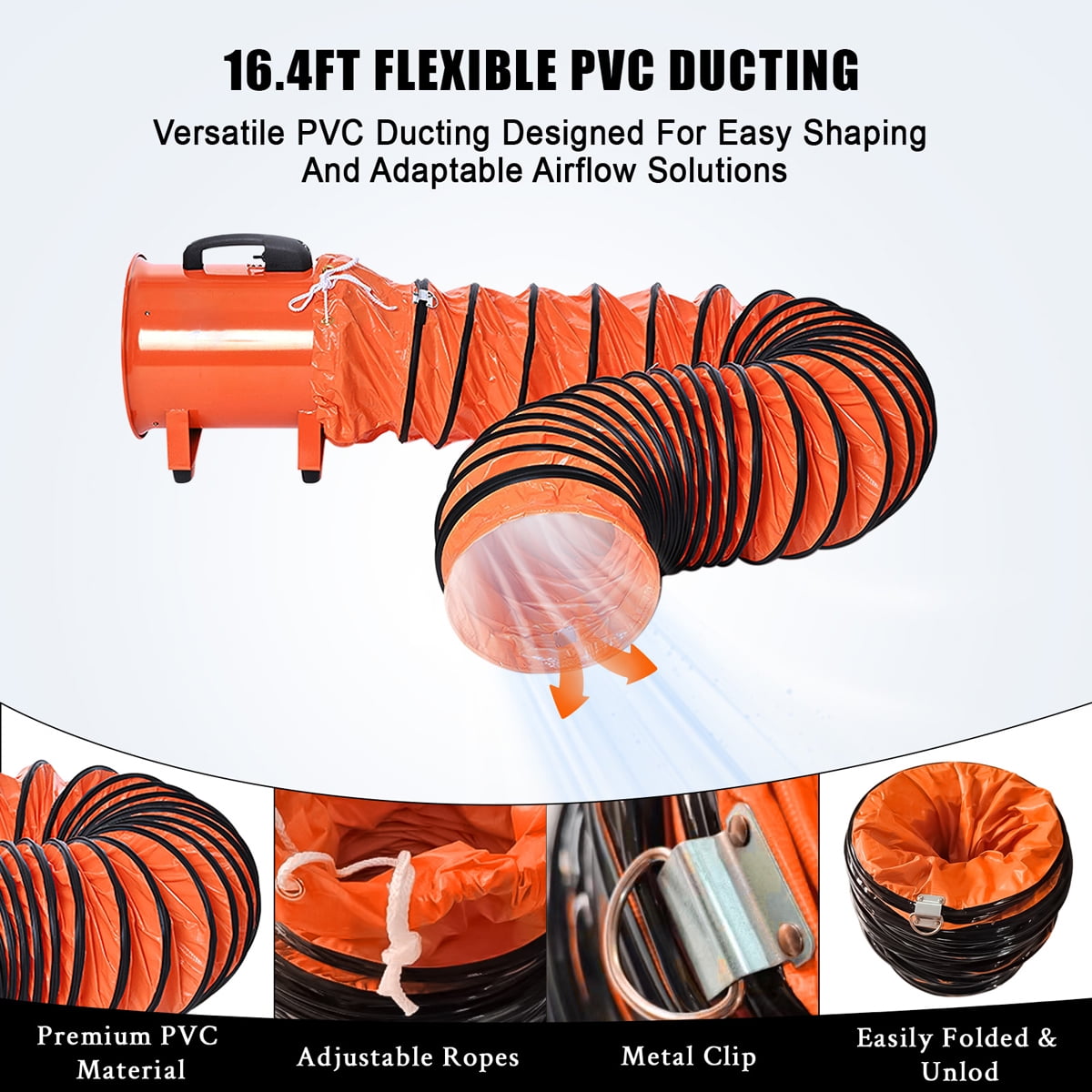Faitaliicy Portable Exhaust Fan Utility Blower Extractor Fan With Duct Heavy Duty Blower Fan High Velocity Low Noise Extraction And Ventilation Fan For Paint Booth Ventilating Workshops Confined Space