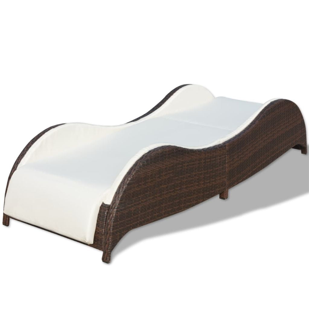 Kepooman Outdoor Streamlined Rattan Sun Lounger with Soft Cushion & Adjustable Backrest, Brown Kepooman Outdoor Streamlined Rattan Sun Lounger with Soft Cushion & Adjustable Backrest, Brown