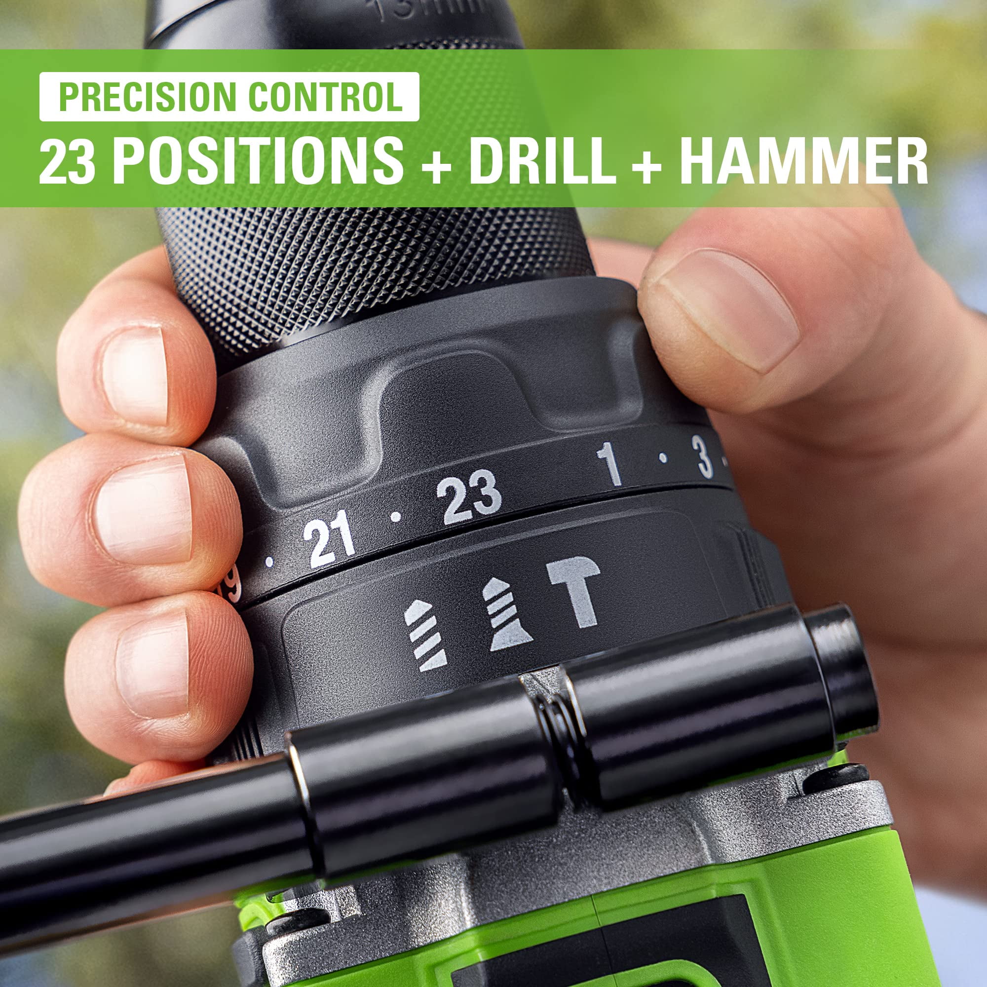 Greenworks 24V Brushless 1/2" Hammer Drill ,1240 in.-lbs,Tool Only
