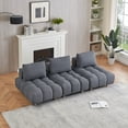 thumbnail image 3 of Teddy Fabric Sofa, 3 Seat Small Sectional Armless Floor Sofa with Spacious and Comfortable Seat, Upholstered Couch with Removable Back Cushion for Living Room, Bedroom, Apartment,Gray, 3 of 6
