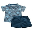 thumbnail image 1 of Little Boys Short Sleeve Button Down Shirts Tops Shorts Pants 2pcs Summer Outfits, 1 of 6
