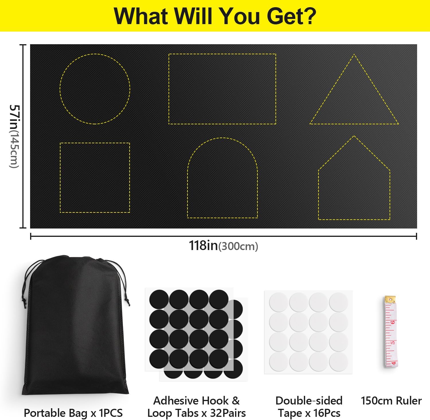 Blackout Curtains, Portable Black Out Window Cover Film, Cuttable Blackout Shades Fabric Sheet, No Drill Window Blinds, Sun Heat Light Blocker