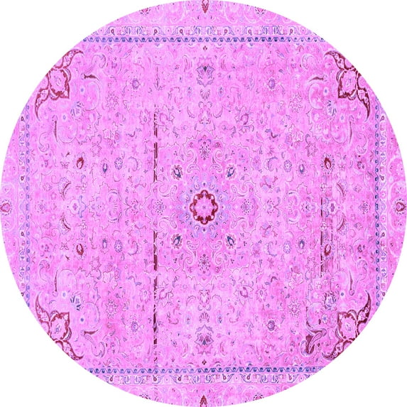 Ahgly Company Indoor Round Abstract Purple Modern Area Rugs, 8' Round