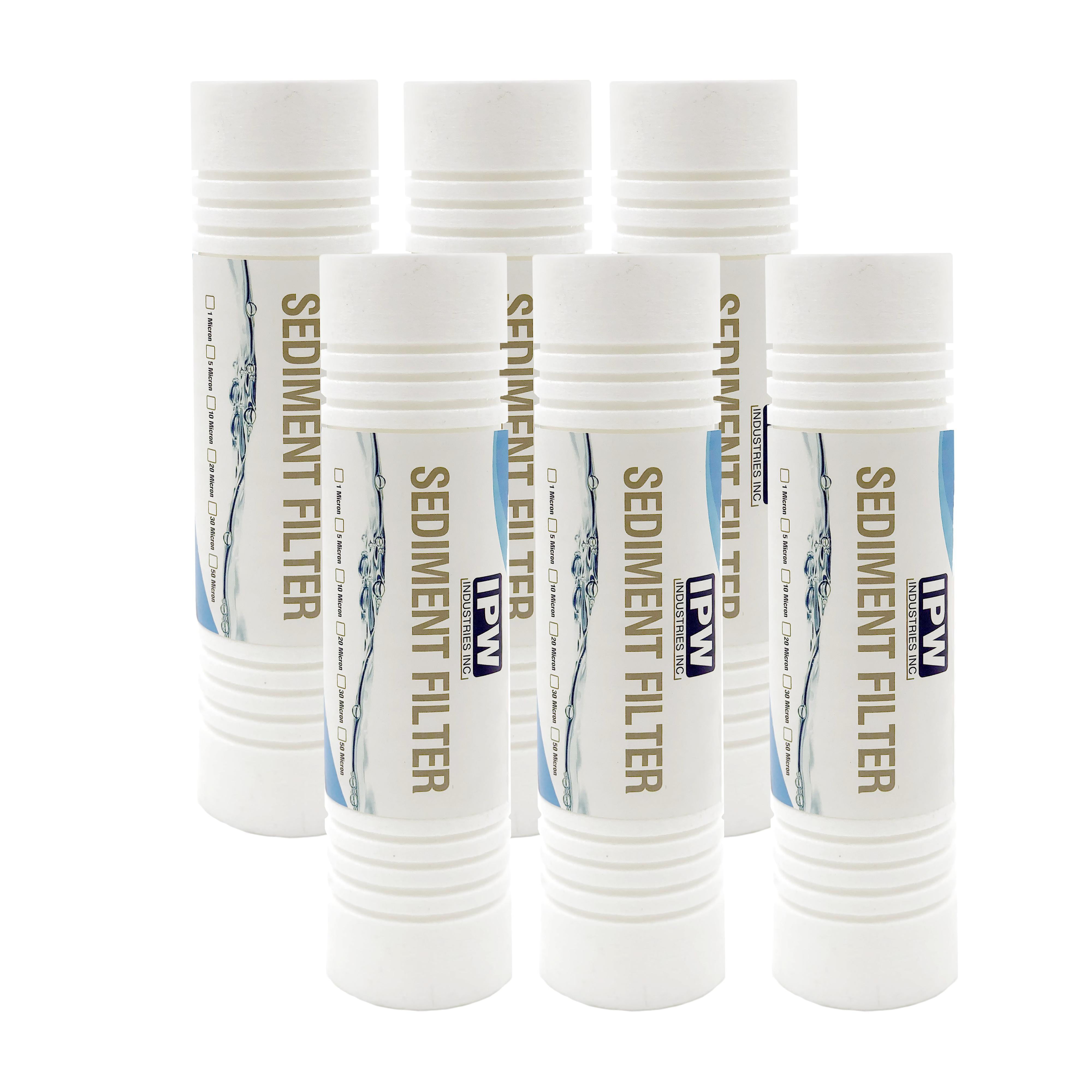 6 x 1 micron sediment water filter replacement cartridges 10" x 2.5" 
