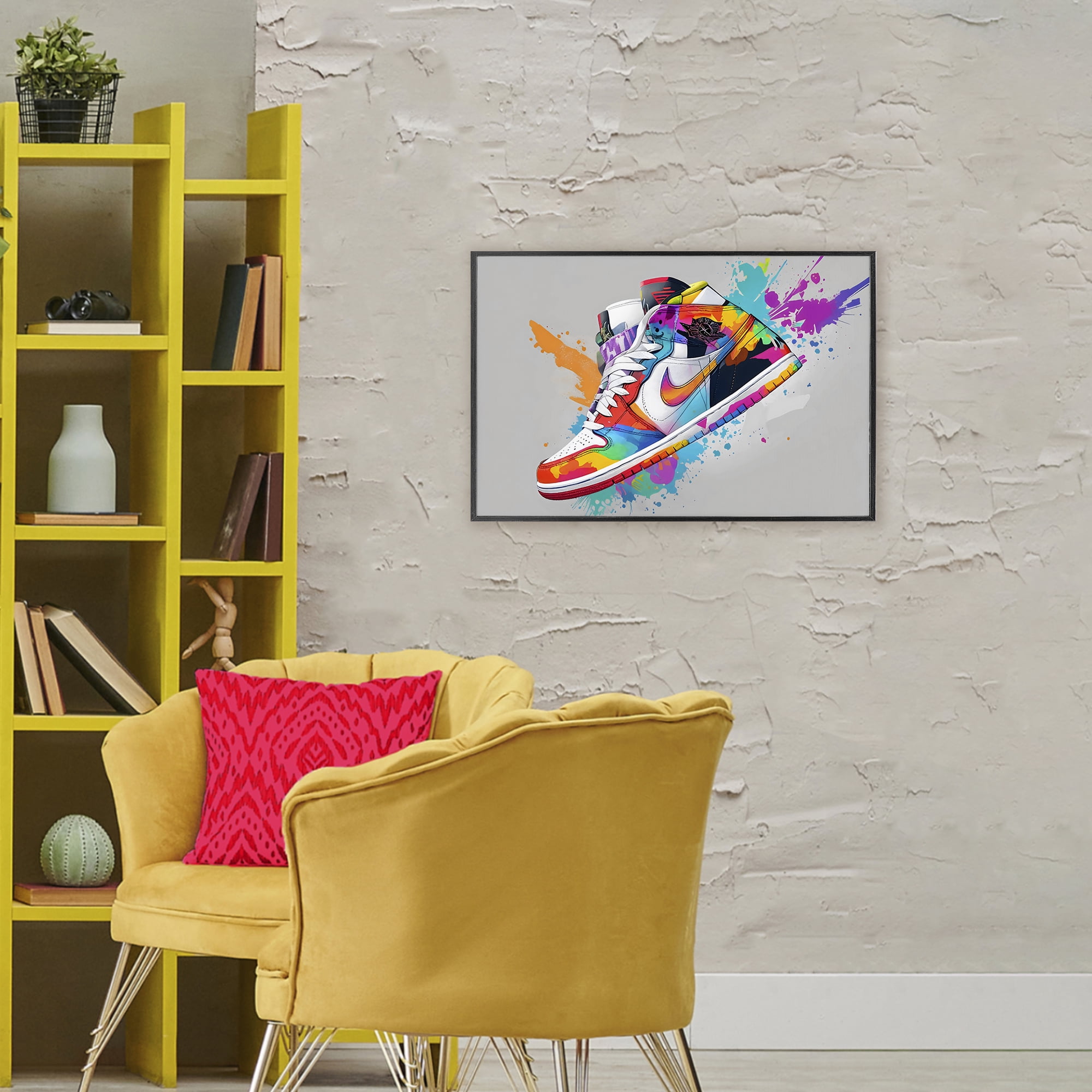 Stupell Industries Hightop Sneaker with Splatter Black Framed Giclee Art, design by Creative Studio