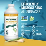 USDA Biobased Probiotic Cleaner, Microcleans Surfaces for Up to 7 Days, Ultra Concentated Multi Surface Cleaning Concentrate with Postbiotics, Lemongrass – 17 Fl Oz. (3 Pack)