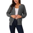 thumbnail image 1 of Cardigan de suéter de mujer INSPIRE CHIC, abierto en la parte delantera, de manga larga, tejido, casual, con bolsillos, 1 of 5
