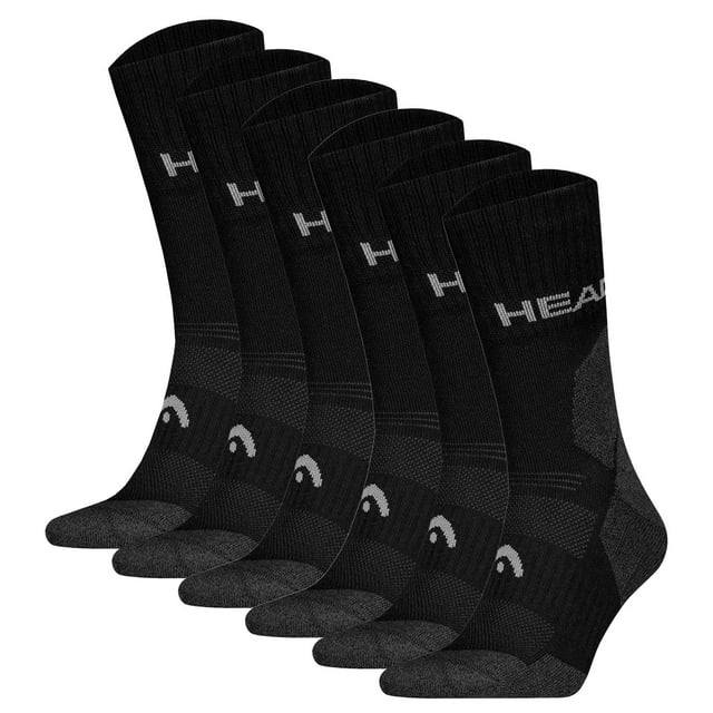 HEAD Calcetines de senderismo unisex, pack de 6 - Hiking All Climates Crew, calcetines deportivos, logo Negro 35-38