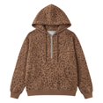 thumbnail image 5 of Womens Zip Up Hoodies Leopard Print Quarter Zip Pullover Hooded Relaxed Fit Long Sleeve Sweatshirts with Kangaroo Pocket, 5 of 5