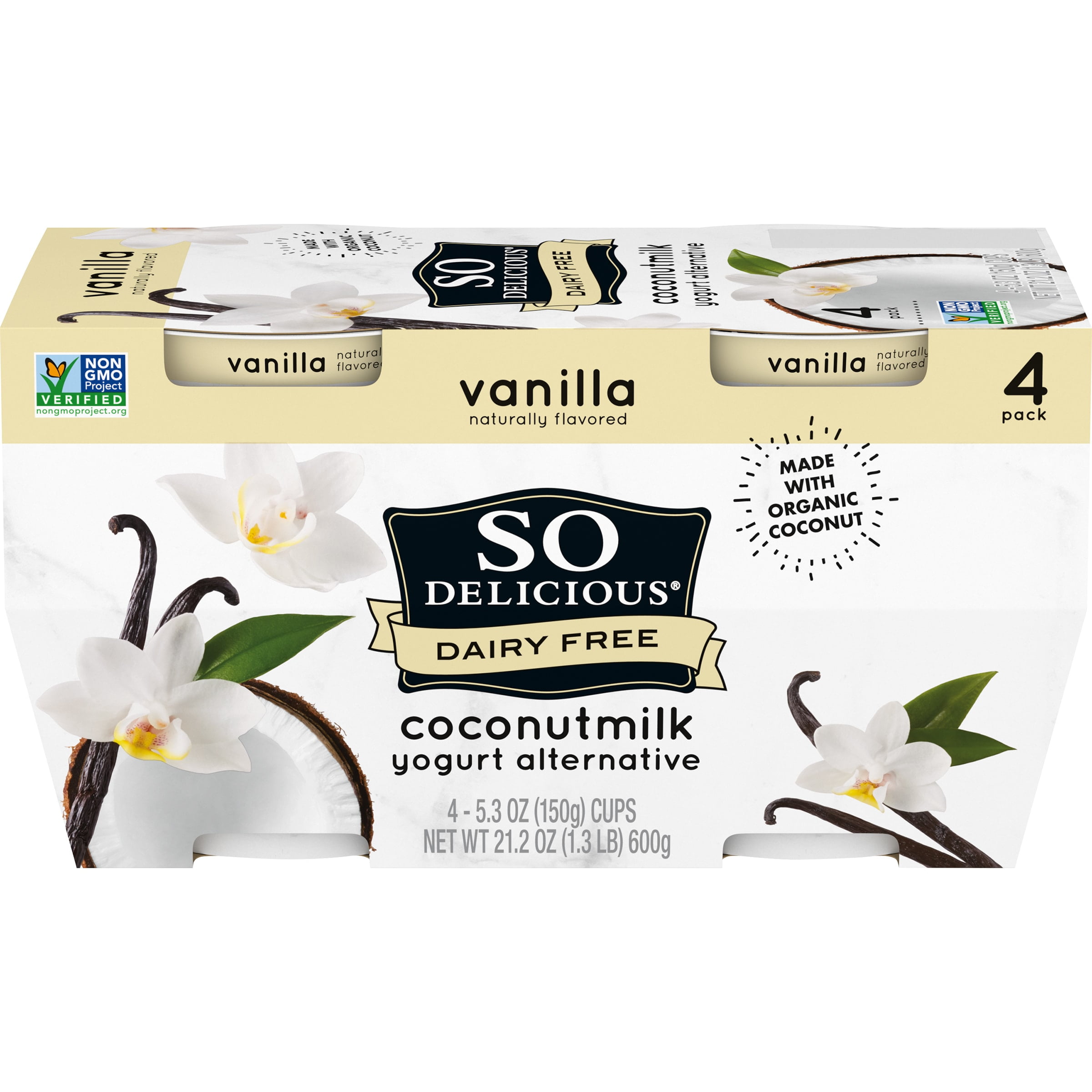 So Delicious Dairy Free Vanilla Coconut Milk Yogurt, 5.3 Oz. Cups, 4 Count