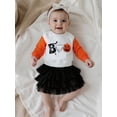 thumbnail image 6 of Toddler Baby Girl Halloween Outfit 1-6 Years Kids Ghost Embroidered Long Sleeve Sweatshirt Elastic Waist Tulle Skirt 2Pcs Cute Fall Clothes Set, 6 of 9