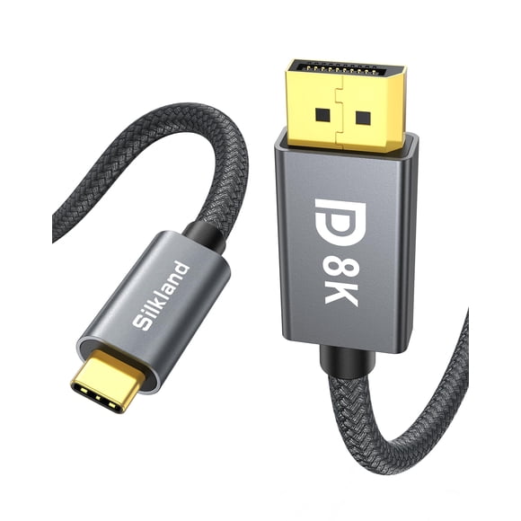 Silkland USB C to DisplayPort 1.4 Cable [8K@60Hz, 4K@144Hz 120Hz, 2K@240Hz], 5K Type C to DP 1.4 Ca