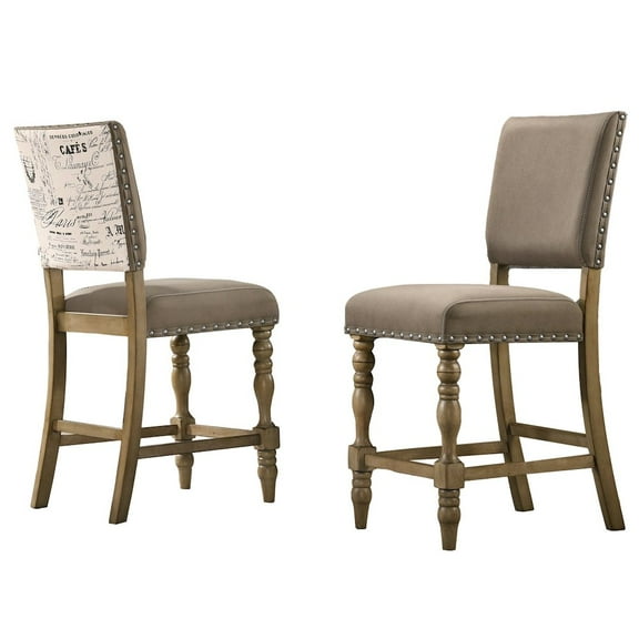 Breda Antique Gray Finish Upholstered Nailhead Dining Chair(Set of 2)