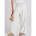 thumbnail image 2 of Pantalones Palazzo ANRABESS de lino blanco de cintura alta para mujer, 2 of 6
