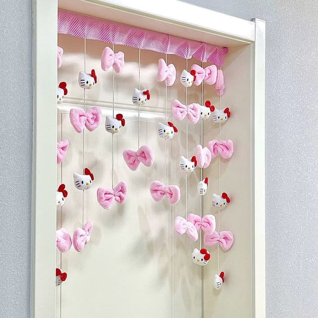 Sanrio Hello Kitty-cortina para puerta del dormitorio para niñas, bonita muñeca de felpa para sala de estar, partición decorativa, adorno de pared de fondo