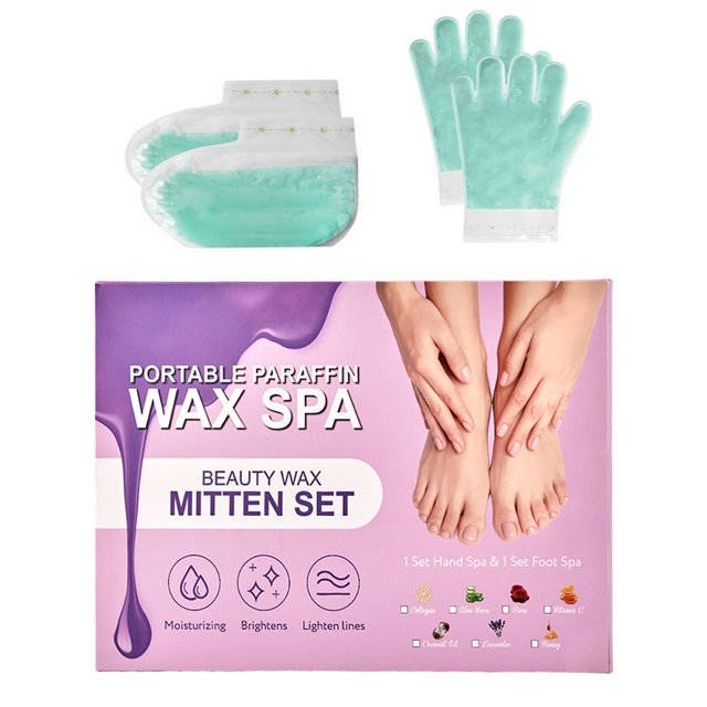 KmaxShip Guantes de cera de parafina autónomos Juego de botines y tratamientos de parafina para manos y pies de 10 minutos para hidratación intensiva en casa (Aloe Vera)