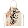 thumbnail image 1 of Delantal de lino con estampado de notas musicales, baberos de cocina impermeables, delantal a prueba de aceite, 82x68cm, 1 of 9