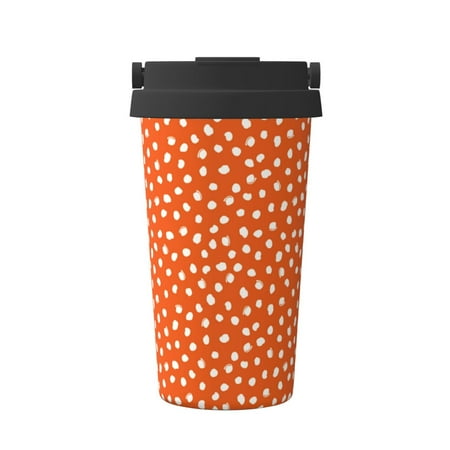 

Junzan Dots On Orange Background for Stainless Steel Vacuum Insulated Tumbler - Reusable Insulated Cold Brew Iced Coffee Cup Thermos -Gifts for Women Men Him Her