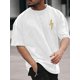 thumbnail image 1 of Camiseta de verano de manga corta y cuello redondo para hombre, talla grande, con estampado de letras moderno, informal, para adultos, hombres, mujeres, adolescentes y jóvenes., 1 of 6