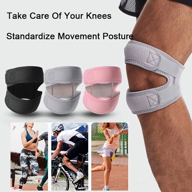 Fiudx Rodillera Deportiva con Correas Dobles Ajustables, Transpirable y Absorbente de Humedad, Alivia El Dolor de Rodilla para Deportes, Correr, Ciclismo y Baloncesto. Talla Única. Incluye 1 Unidad.