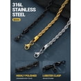 thumbnail image 6 of PROSTEEL Mens Necklace Black Rope Chain for Men Gift 6mm 24 Inch Stainless Steel Twist Chain Necklace Black for Boyfriend Husband Birthday Father Day, 6 of 7