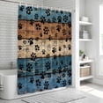 thumbnail image 5 of Navy Blue Brown Shower Curtain, Waterproof Shower Curtains for Bathroom, Rustic Farmhouse Dog Paw Vintage Washable Fabric Bathtub Curtain Set Bath Decor with 12 Hooks Long 72"x84", 5 of 6