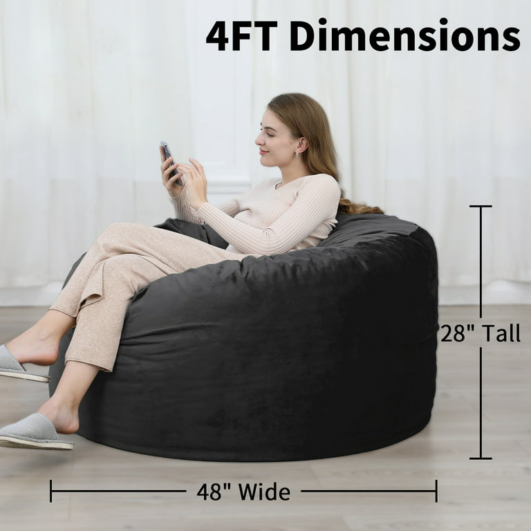 WhatsBedding 3 ft Bean Bag Chair: 3' Memory Foam Bean Bag Chairs for Adults  with Filling, Soft Bean Bag Sofa with Premium Velvet Cover,Bean Bags with