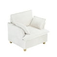 thumbnail image 5 of 36" Small Chaise Lounge Indoor, Modern Corduroy Sleeper Chair with Ottoman and Armrests, Single Sofa Chair with Thick Cushion for Living Room, Beige, 5 of 7