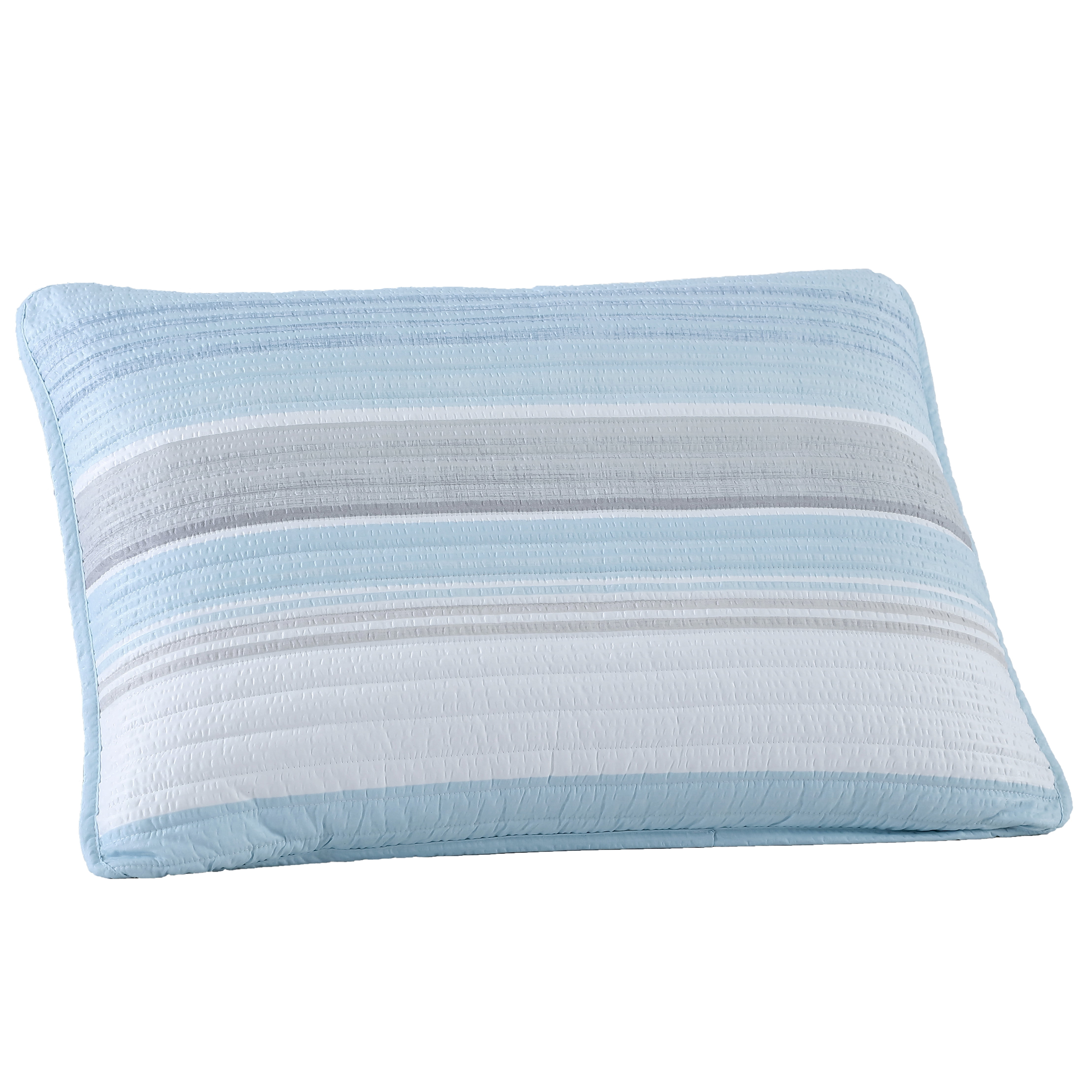 Beatrice Home Fashions, Coralinn Stripe 2PC Quilt Set, Twin, Blue/Gray