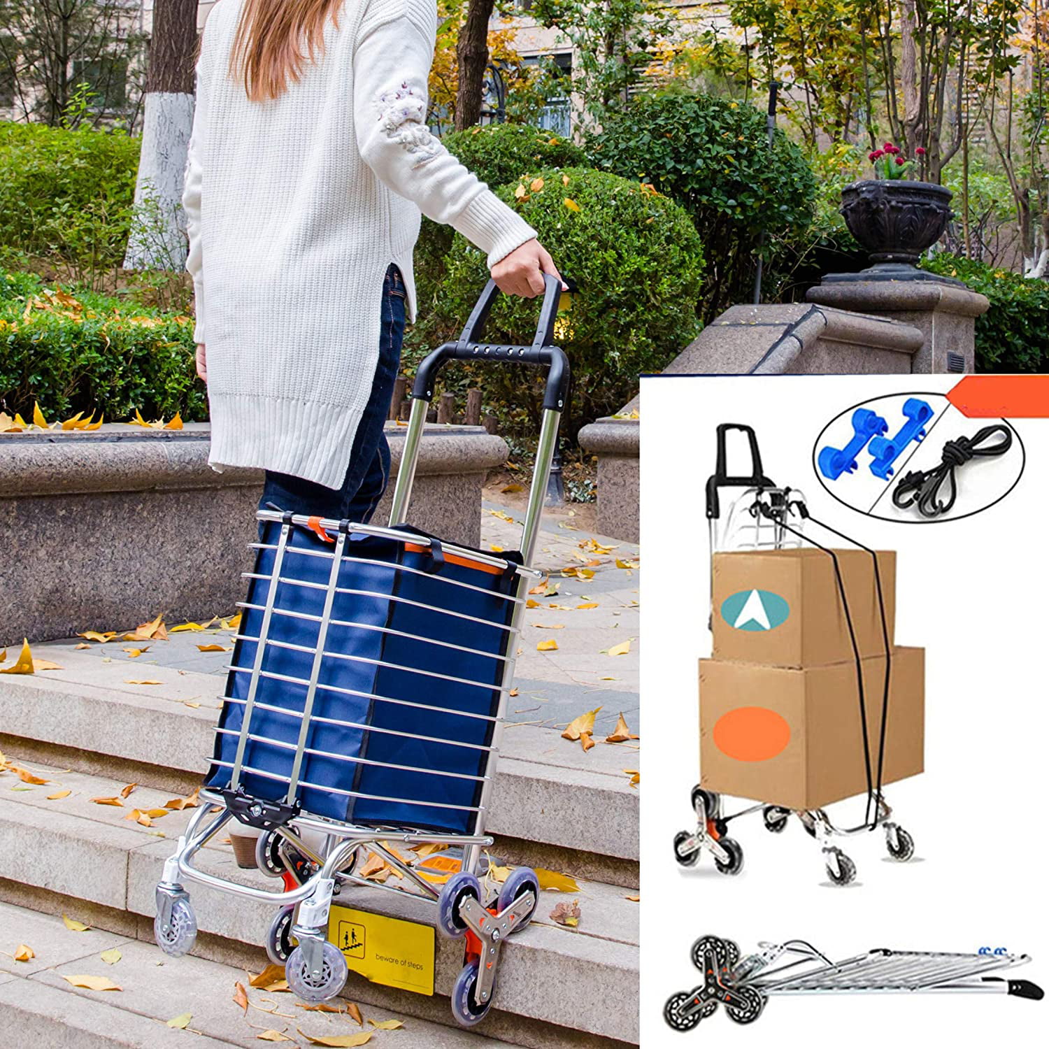 Collapsible Frame Mothers Day Folding Heavy Duty Rolling Shopping Cart Bag with Wheels for Grocery Stair Carts 177 Pounds Capacity 