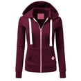 thumbnail image 5 of Fanxing Womens Zip Up Hoodies Tracksuits 2025 Fall Outfits Fleece Sweatshirts with Sweatpants 2 Piece Sets Comfort Hooded Drawstring Tops Lounge Matching Set Wine,XXXL, 5 of 5
