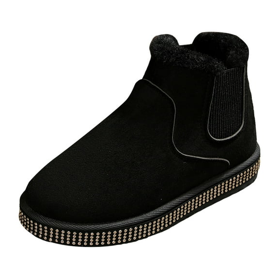 Chenyee Suede Platform Snow Boots for Women Slip On Plush Warm Ankle Booties Non Slip Memory Foam Walking Shoes