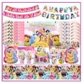 thumbnail image 2 of Suministros de decoración para fiestas de cumpleaños de princesas de Disney, platos de papel, vasos, Cenicienta, Blancanieves, Bella, globos, baby shower para niños, 2 of 5