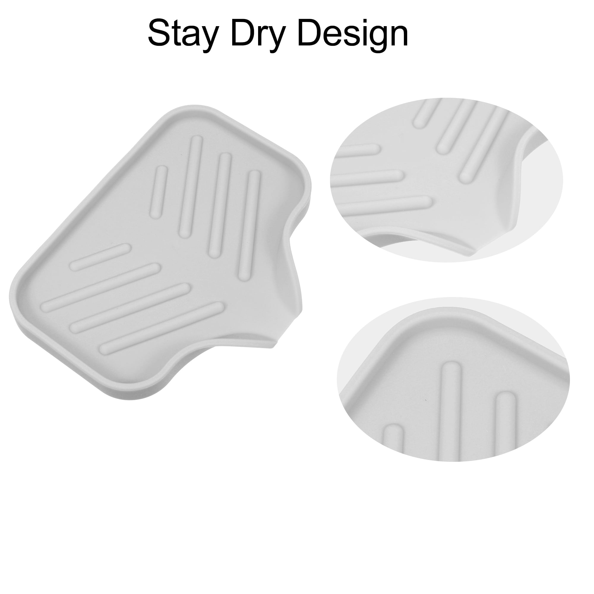 Unique Bargains Soap Dish Keep Soap Dry for Bathroom Silicone Light Gray 13.5x10.5cm