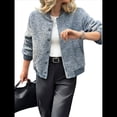 thumbnail image 3 of Chaqueta Corta de Piel Sintética para Mujer, Otoño-Invierno, con Cremallera y Bolsillos. Abrigos con Bolsillo. Gris M, 3 of 8