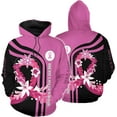 thumbnail image 2 of Personalized Breast Cancer Hoodie 3D, Pink Ribbon Awareness Sweatshirt, Survivor Pride Breast Cancer Zip Hoodie (T-shirt, S), 2 of 7