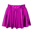thumbnail image 3 of vastwit Kids Girls Shiny Metallic High Waist Pleated Skirt Athletic Jazz Hip Hop Dance Skater Skort Hot Pink XL, 3 of 7