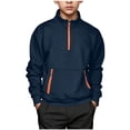 thumbnail image 2 of BRGZLK Boys Sweatshirts Trendy Color Block Stand Collar Long Sleeve Fleece Hoodless Hoodie Quarter Zip Pullover with Pockets Fall Kids Clothes 2026 Navy 12-13 Years, 2 of 8